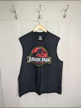 Jurassic Park Black Graphic Muscle Tee Men's